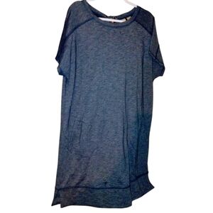 Women's Chico's Zenergy Cotton Blend Blue Grey Pocketed Lace Up Tunic Top Size 3